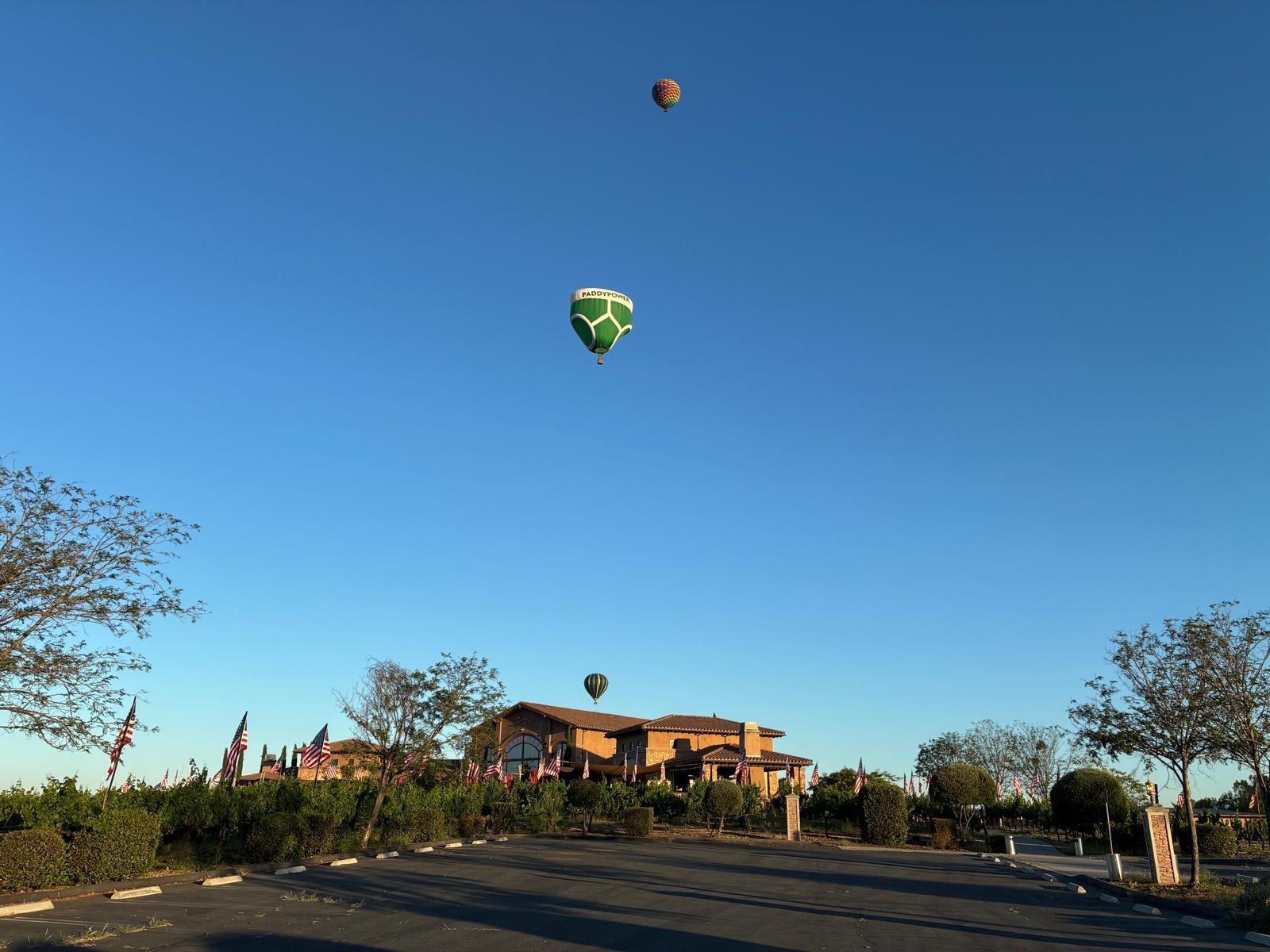Hot air balloons at sunrise over Temecula for a special occasion