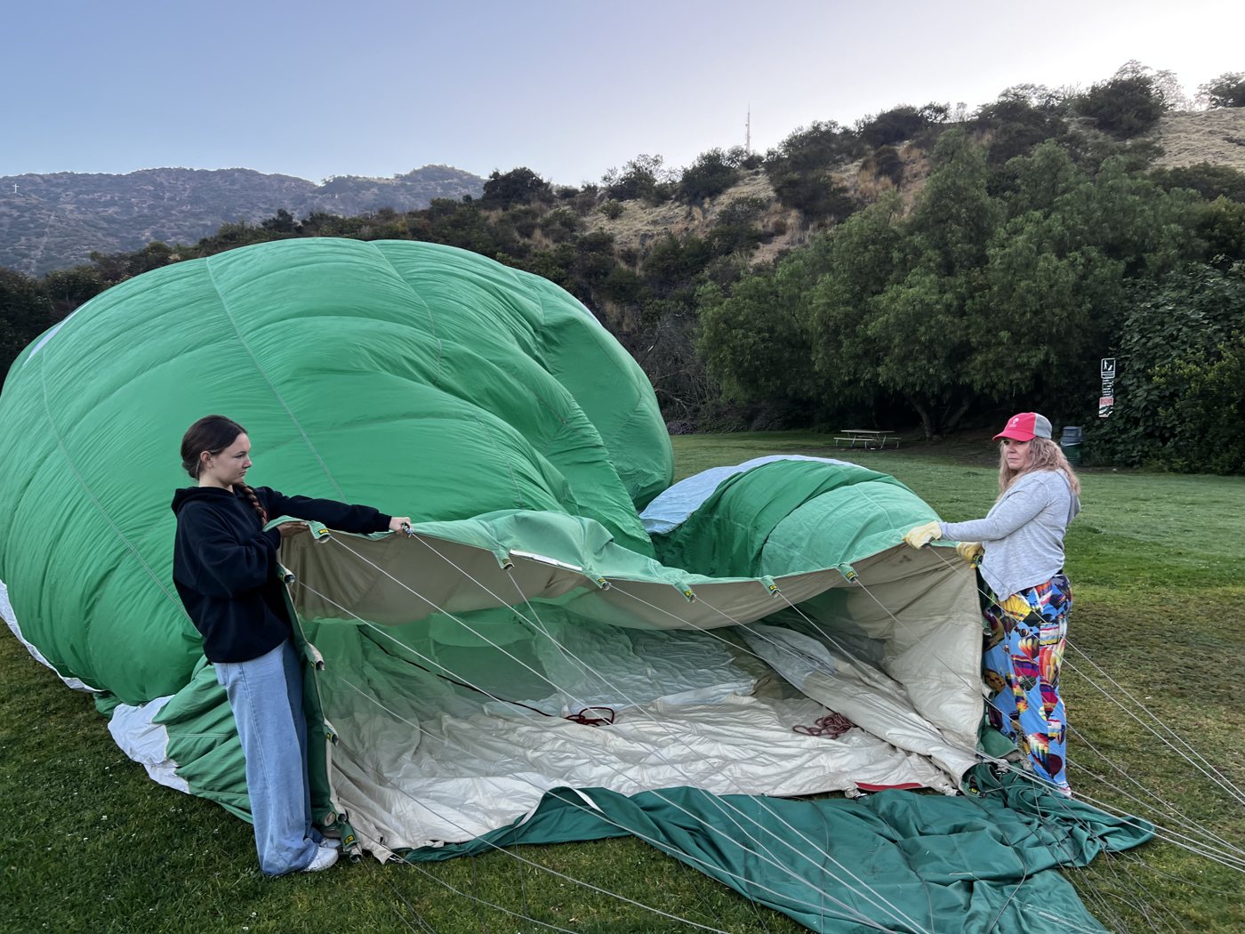 Crew preparing the balloon at dawn
